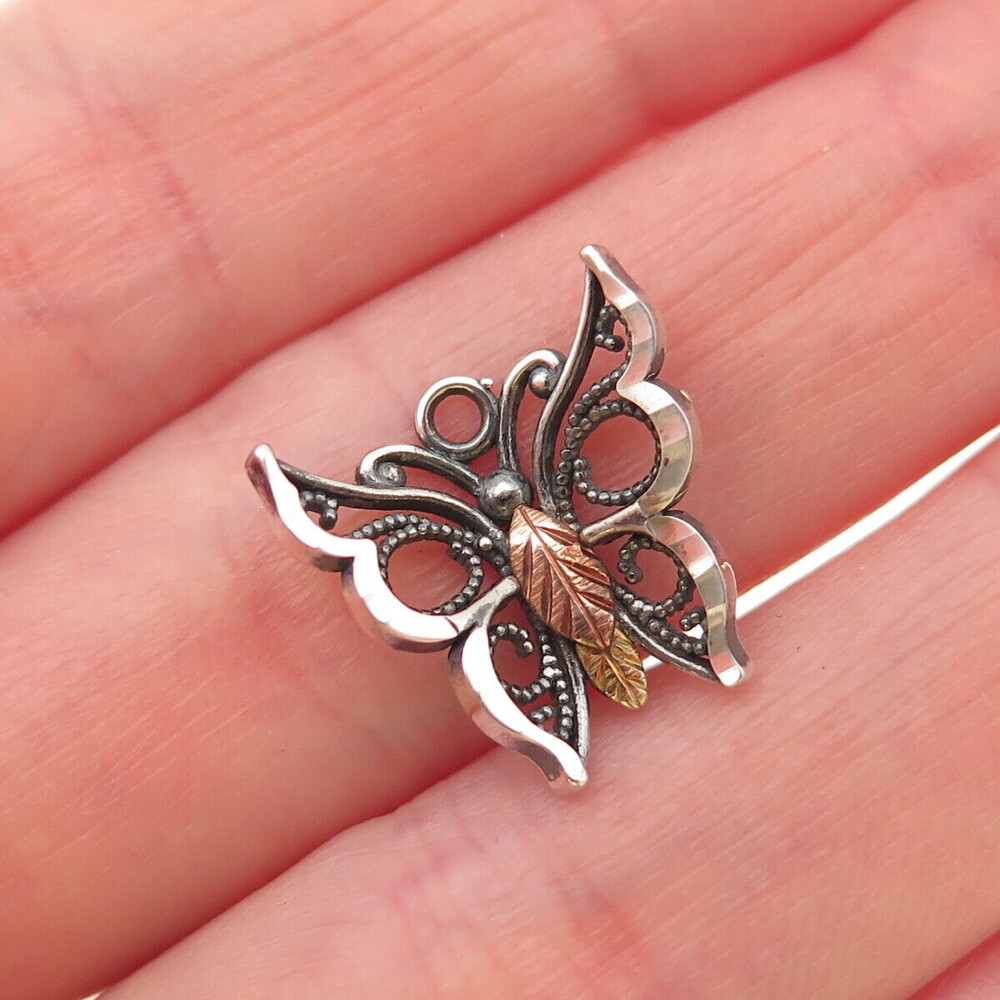 Coleman Co. 925 Sterling Silver 12K Gold Vintage Butterfly Mini Charm Pendant